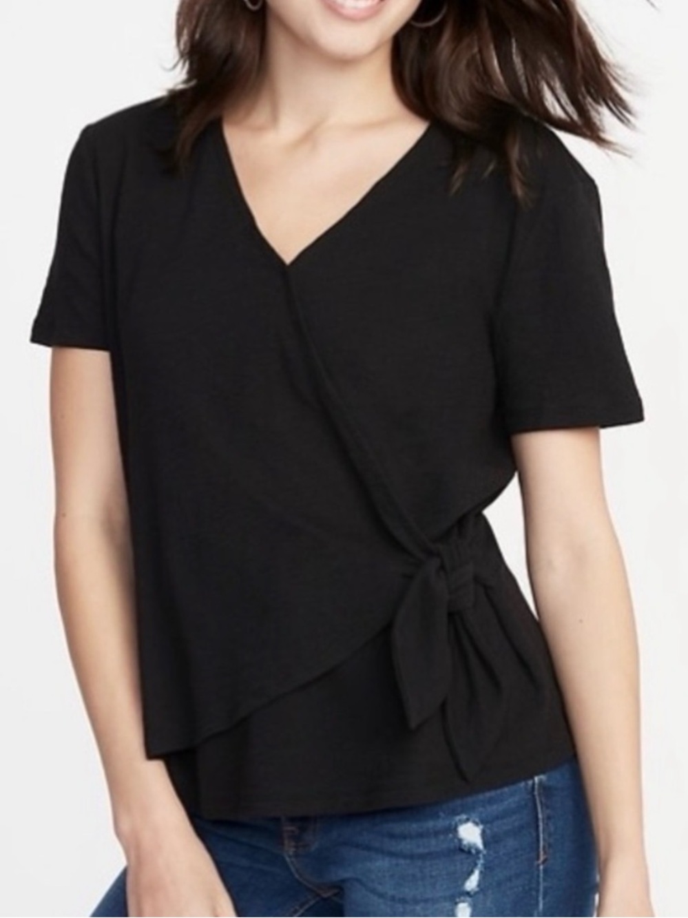 Old Navy Black Wrap Short Sleeved Top size XL